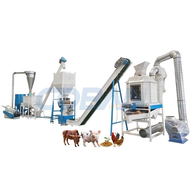 Full Set Goat Cattle Poultry Feed Pellet Making Machine Animal Feed Production Line for 100000 Chickens or 1000 Cattle Farm